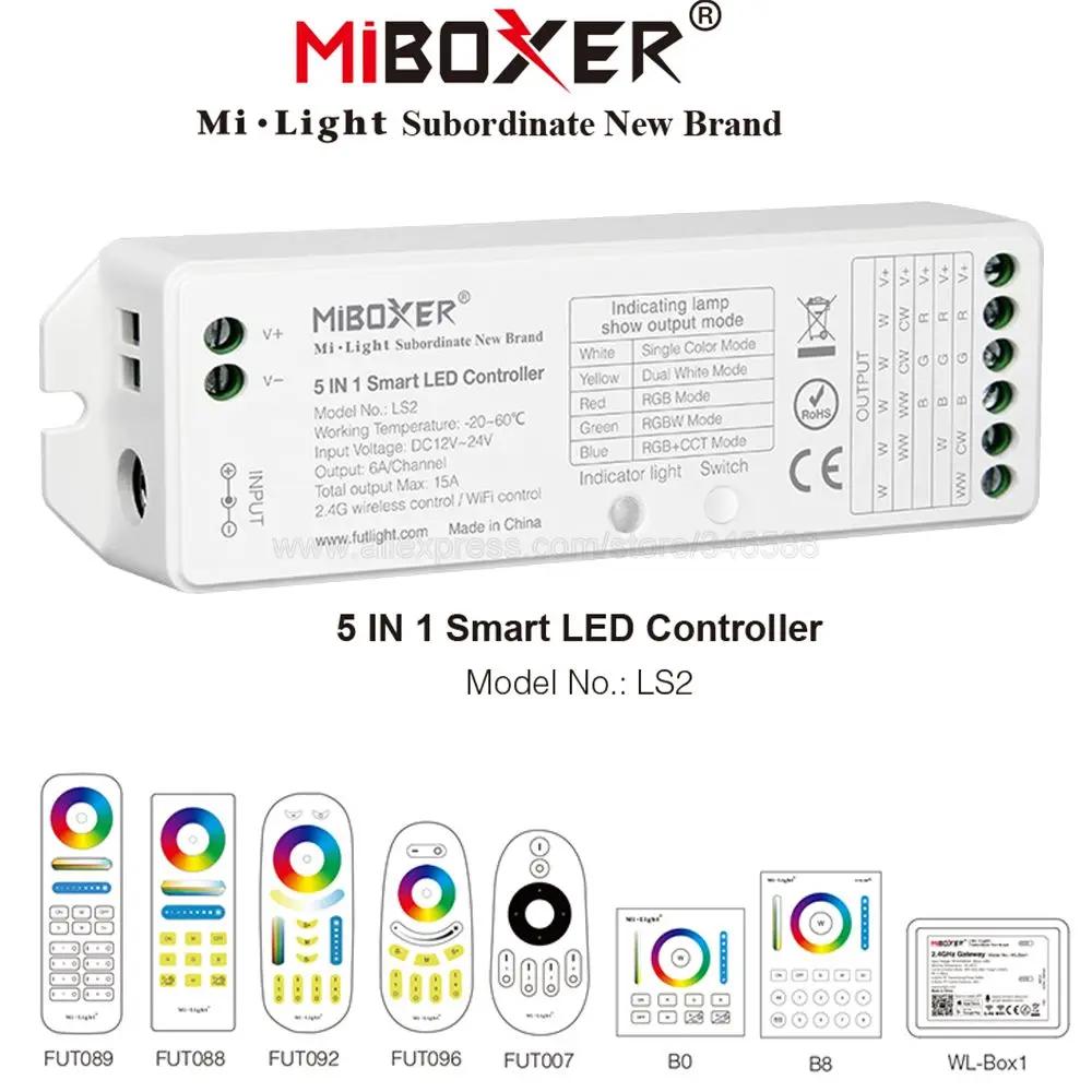 DC12V 24V 15A MiBoxer LS2 5 1 Ʈ LED Ʈѷ, CCT, RGB, RGBW, RGB + CCT LED Ʈ 2.4G  